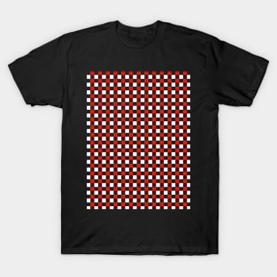 Black, red and White Checkerboard Pattern small squares T-Shirt